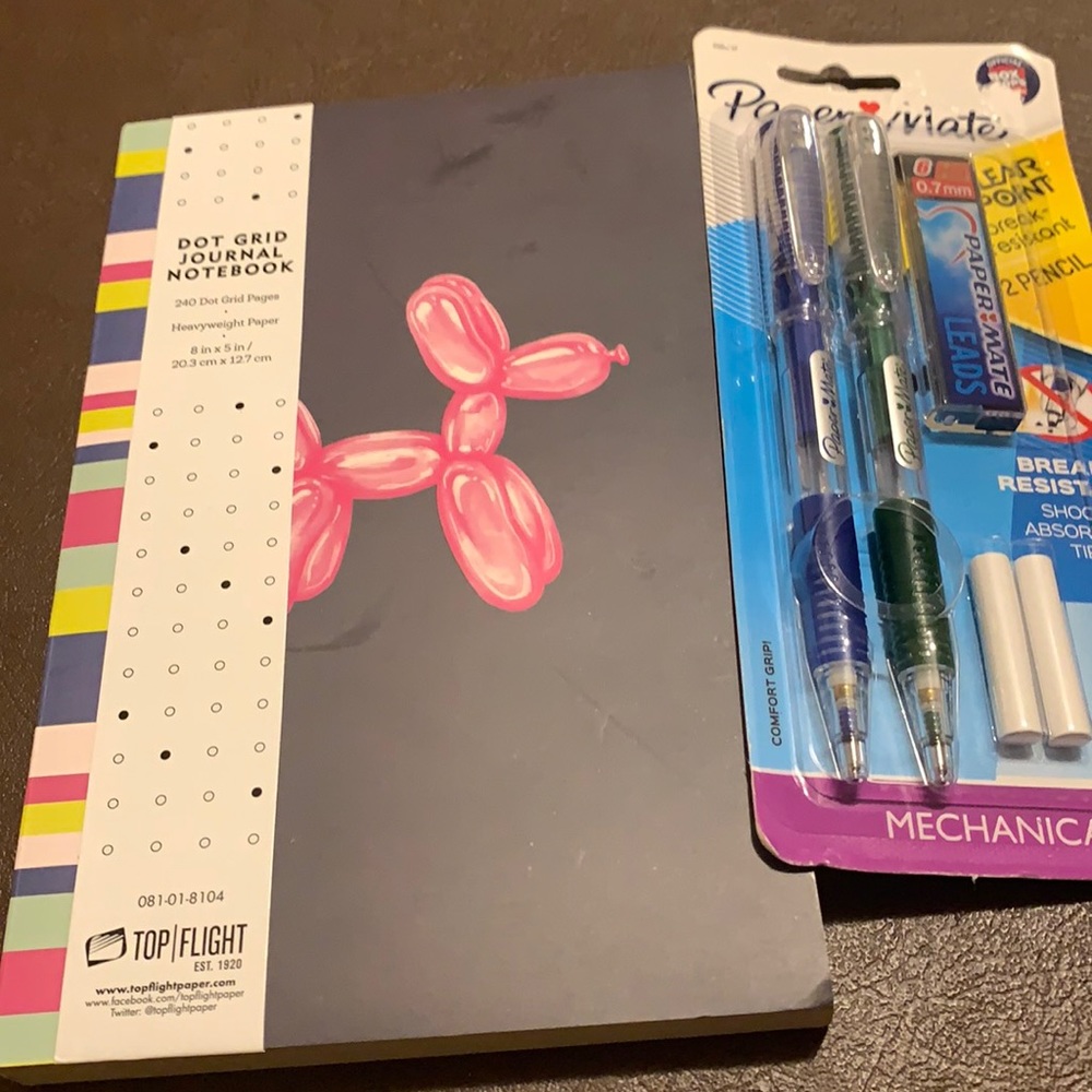Top Flight Sot grid Journal notebook &2 Paper Mare pencils